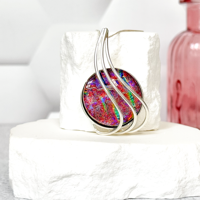 Over and Under Dichroic Fused Glass Necklace - 4702
