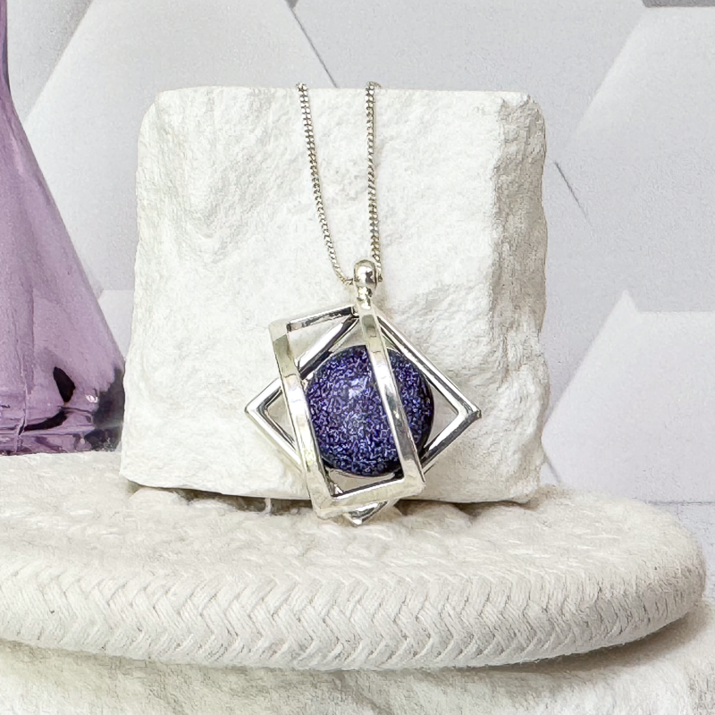 Ocean Cascade Dichroic Fused Glass Necklace - 4705