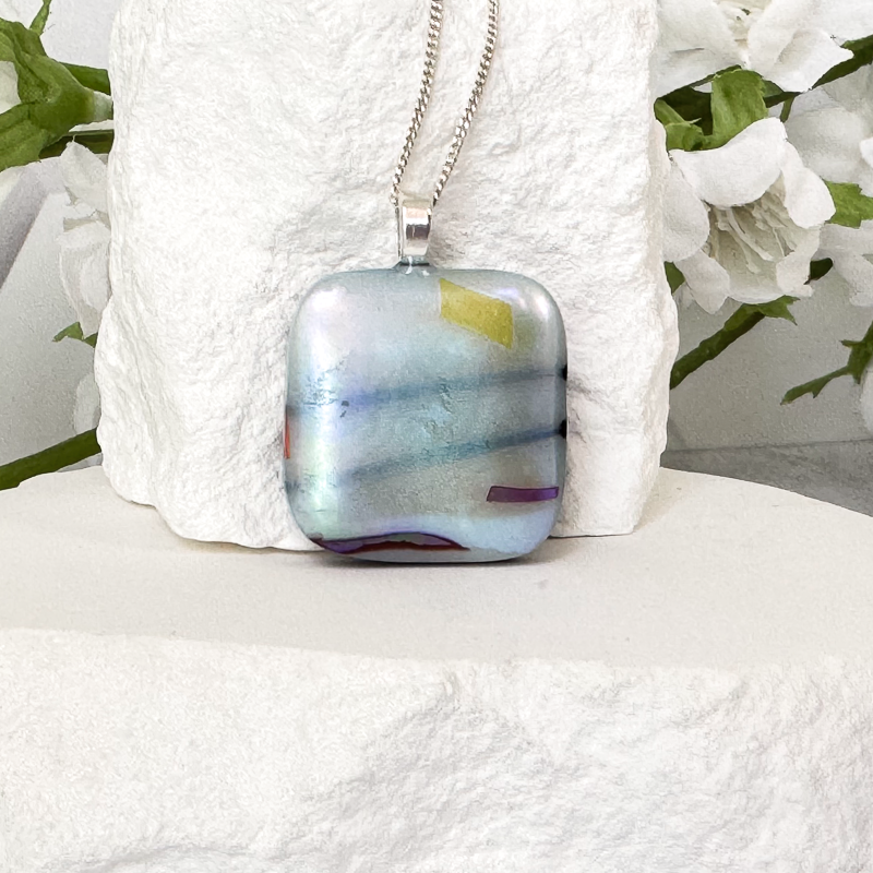 Gentle Curves Dichroic Fused Glass Necklace - 4715