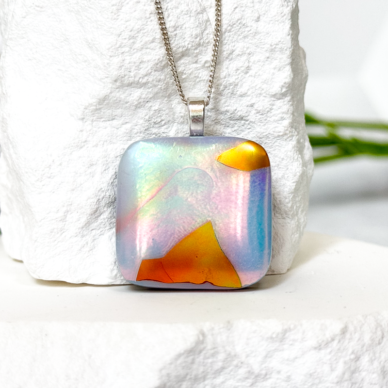 Gentle Curves Dichroic Fused Glass Necklace - 4719