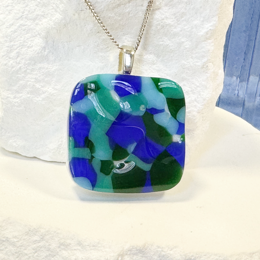 Hammered Dichroic Fused Glass Cuff Bracelet - 4726