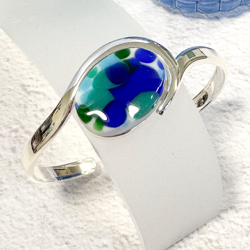 Sunset Waves Dichroic Fused Glass Necklace - 4728