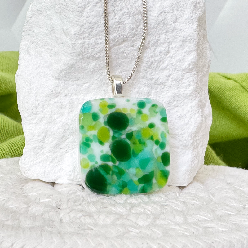 Gentle Curves Dichroic Fused Glass Necklace - 4729