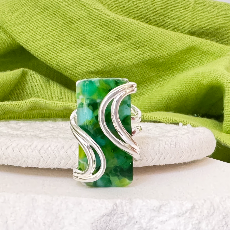 Wavy Fused Glass Cuff Bracelet - 4731