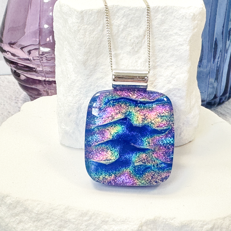 Four Dots Dichroic Fused Glass Cuff Bracelet - 4748