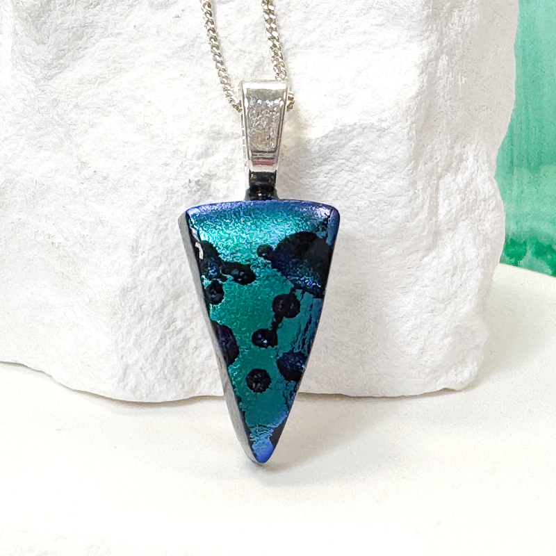 Hammered Dichroic Fused Glass Cuff Bracelet - 4749