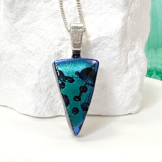 Hammered Dichroic Fused Glass Cuff Bracelet - 4749