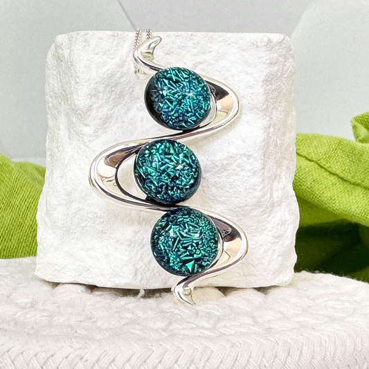 Sterling Bypass Fused Glass Ring - 4767