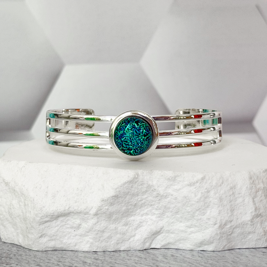 Over and Under Dichroic Fused Glass Necklace - 4769