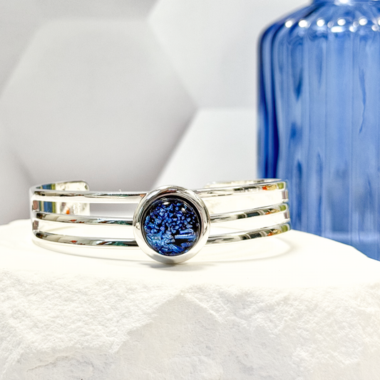 Falling Leaves Dichroic Fused Glass Earrings - 4773