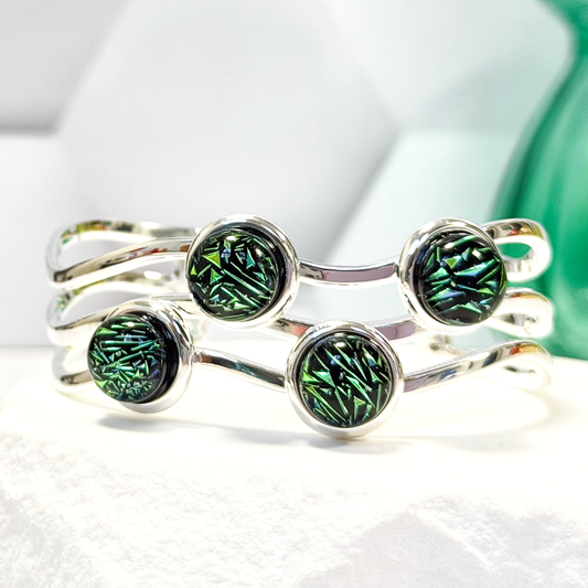 Fall Leaves Dichroic Fused Glass Necklace - 4776