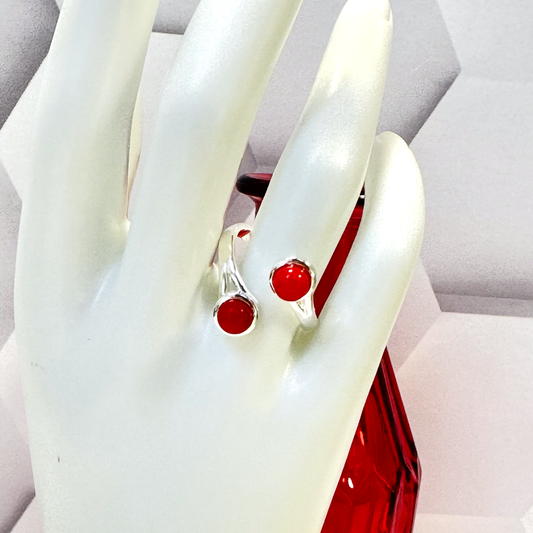 Sterling Bypass Fused Glass Ring - 4785