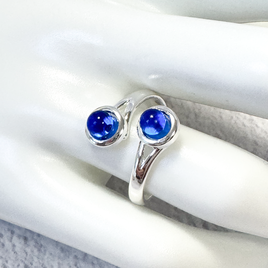 Sterling Bypass Fused Glass Ring - 4790