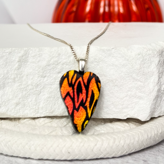 Passion Heart Dichroic Fused Glass Necklace - 4850