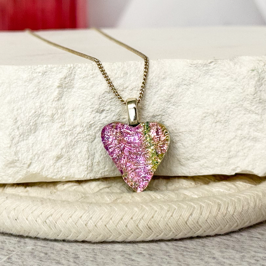 Innocent Heart Dichroic Fused Glass Necklace - 4853