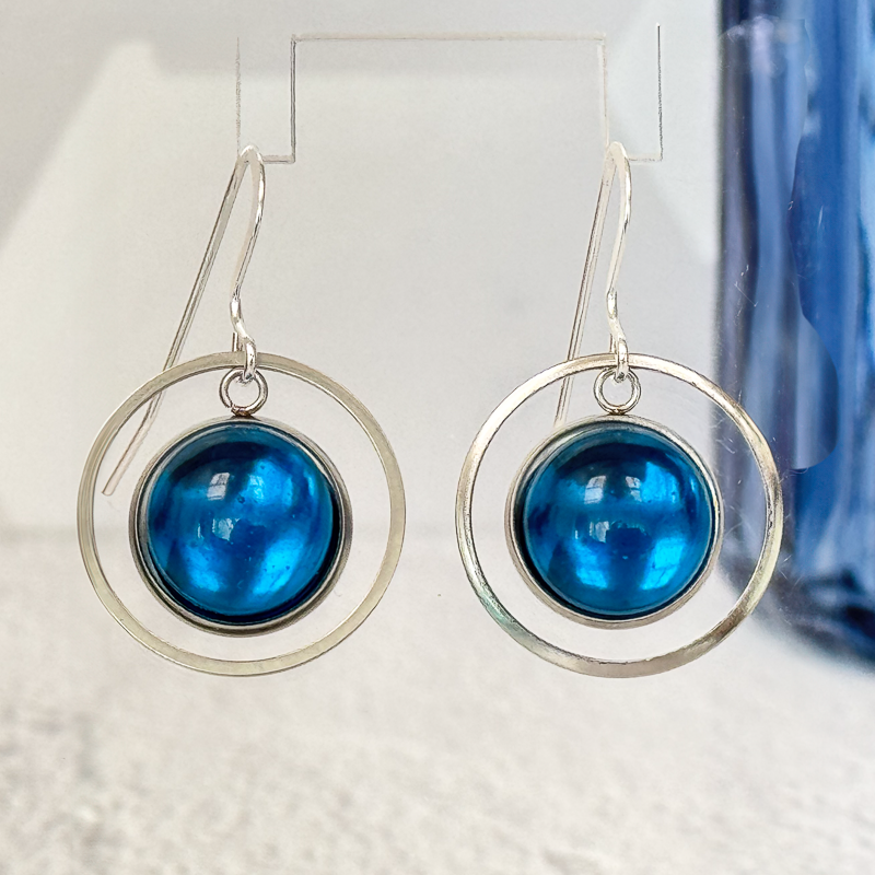 Open Circle Fused Glass Earrings - 4871