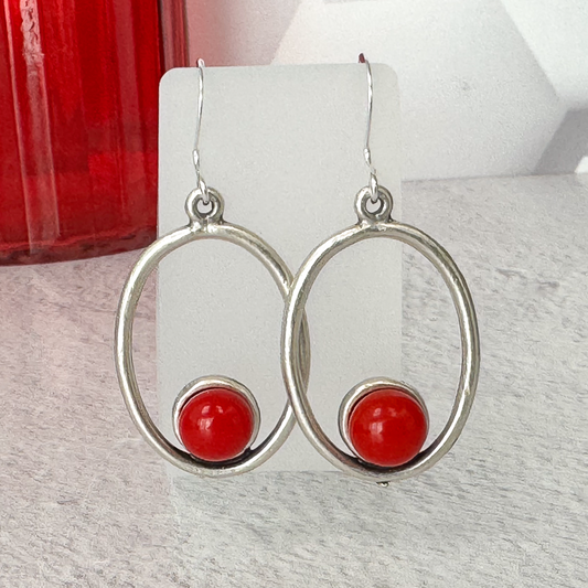 Oval Fused Glass Earrings - 4893
