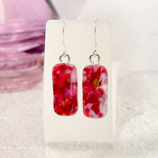 Fields of Flowers Fused Glass Earrings - 4925