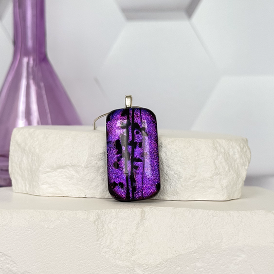 Purple Passion Dichroic Fused Glass Necklace - 4934