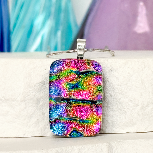 Ripple Dichroic Fused Glass Necklace - 4943