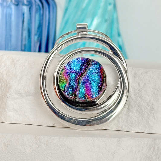 Swirl Ripple Dichroic Fused Glass Necklace - 4944