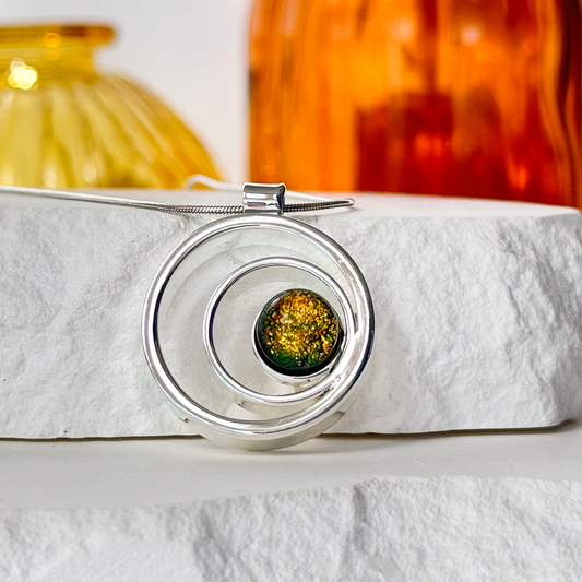 Swirled Dichroic Fused Glass Necklace - 4945