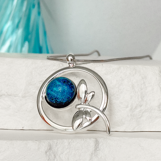 Dragonfly Dichroic Fused Glass Necklace - 4948