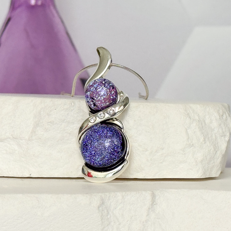 Sash Dichroic Fused Glass Necklace - 4952