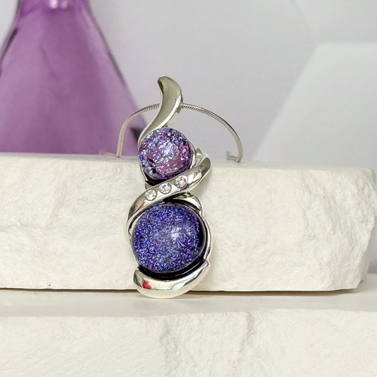 Sash Dichroic Fused Glass Necklace - 4952