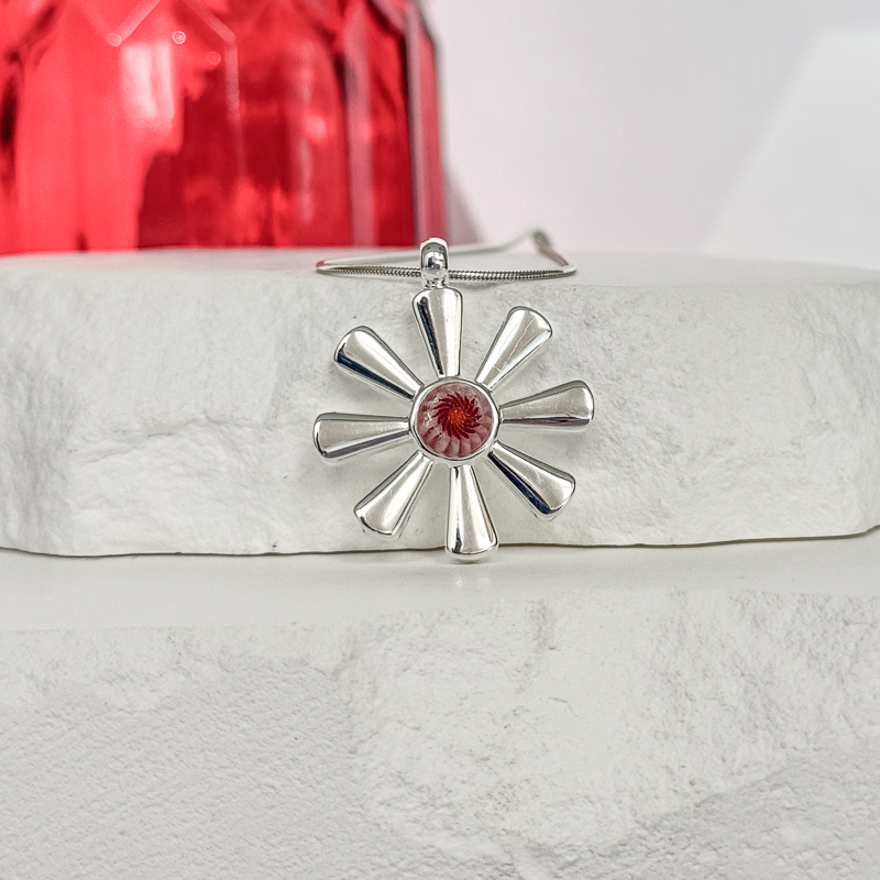 Daisy Fused Glass Necklace - 4954