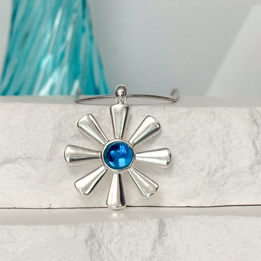 Daisy Fused Glass Necklace - 4956