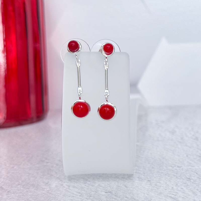 Double Drop Fused Glass Earrings - 4958