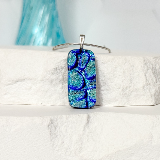 River Rock Dichroic Fused Glass Necklace - 4974