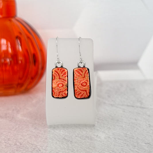 Subtle Etched Dichroic Fused Glass Earrings - 4981