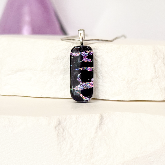 Lightning Bolts Dichroic Fused Glass Necklace - 4982