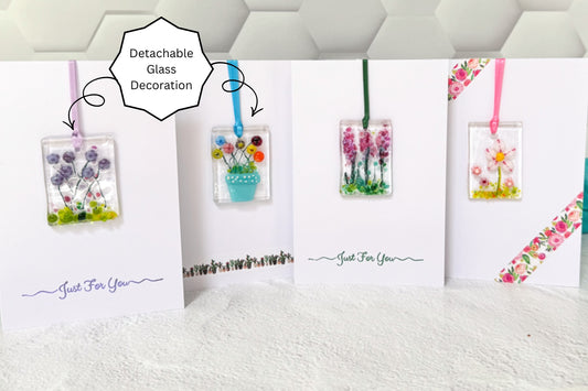 Fused Glass Suncatcher or Magnet Greeting Cards - Premade-4988