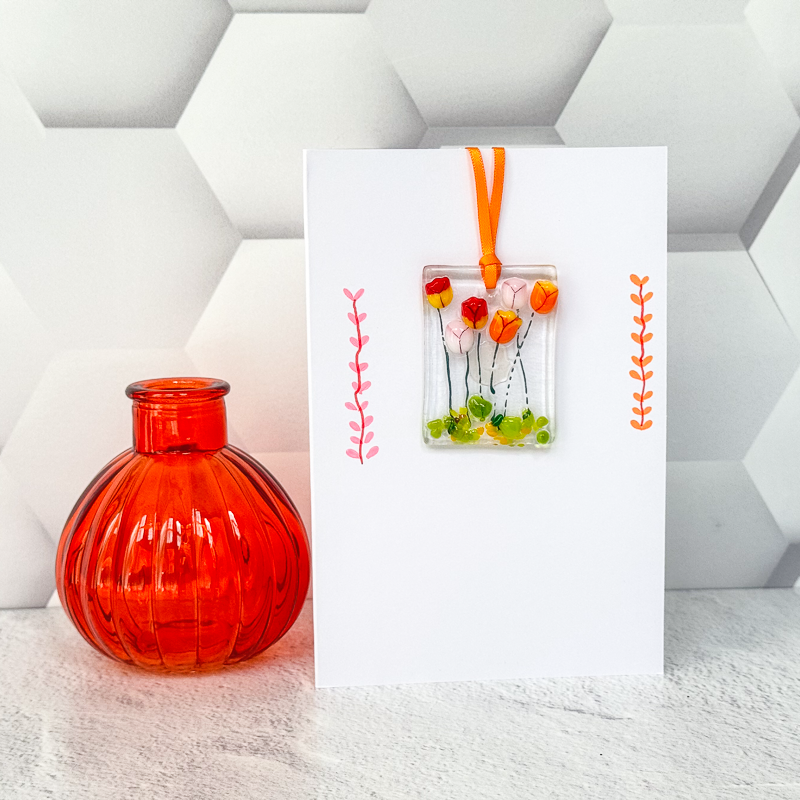 Fused Glass Suncatcher or Magnet Greeting Cards - Premade-4988