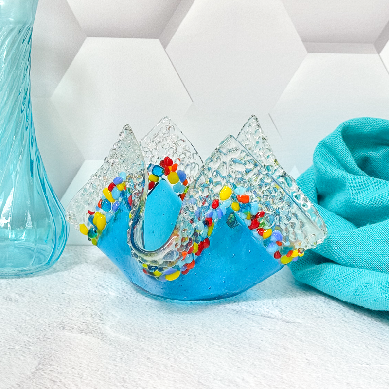 Textured Fused Glass Votive Candle Holder-4993