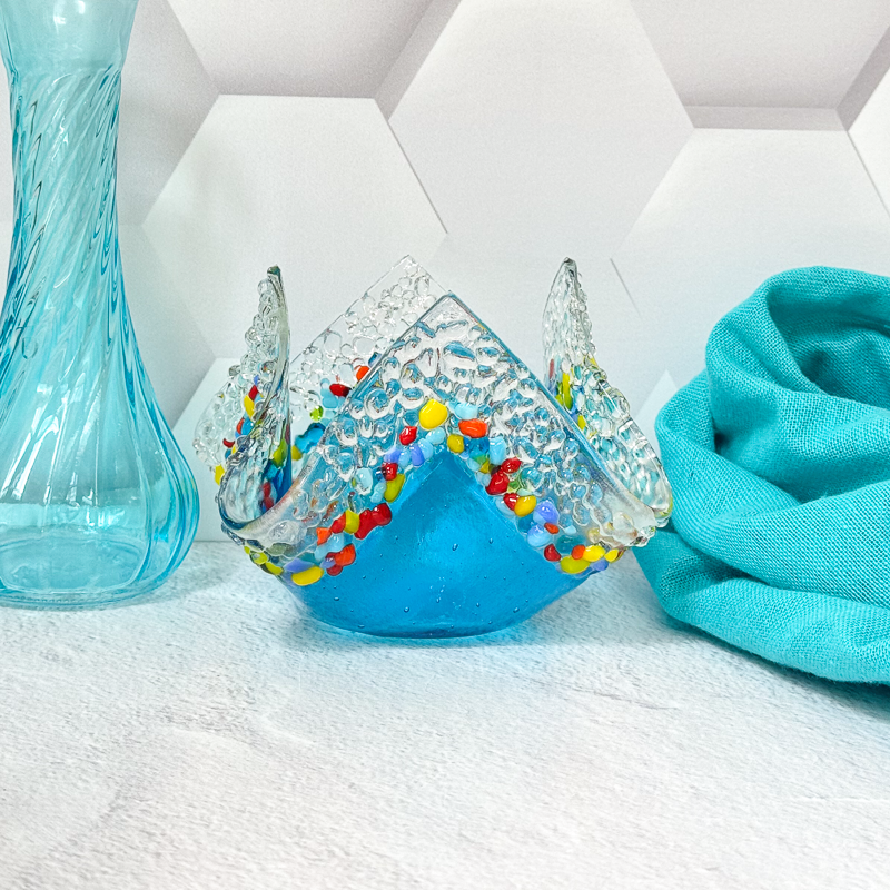 Textured Fused Glass Votive Candle Holder-4993