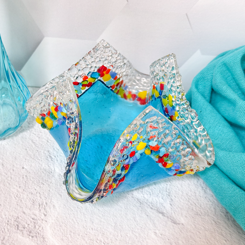 Textured Fused Glass Votive Candle Holder-4993