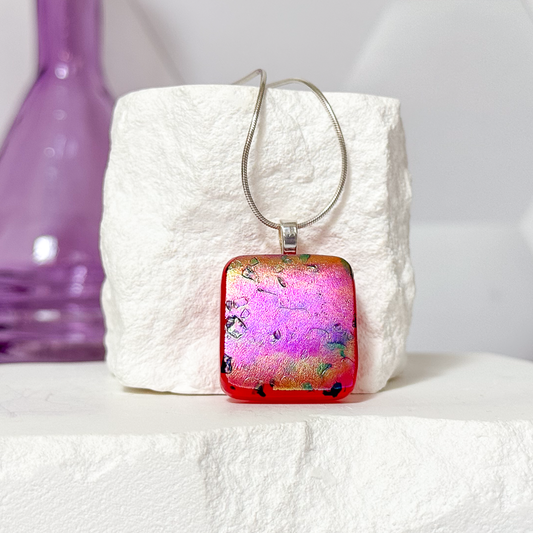 Aurora Dichroic Fused Glass Necklace-4995