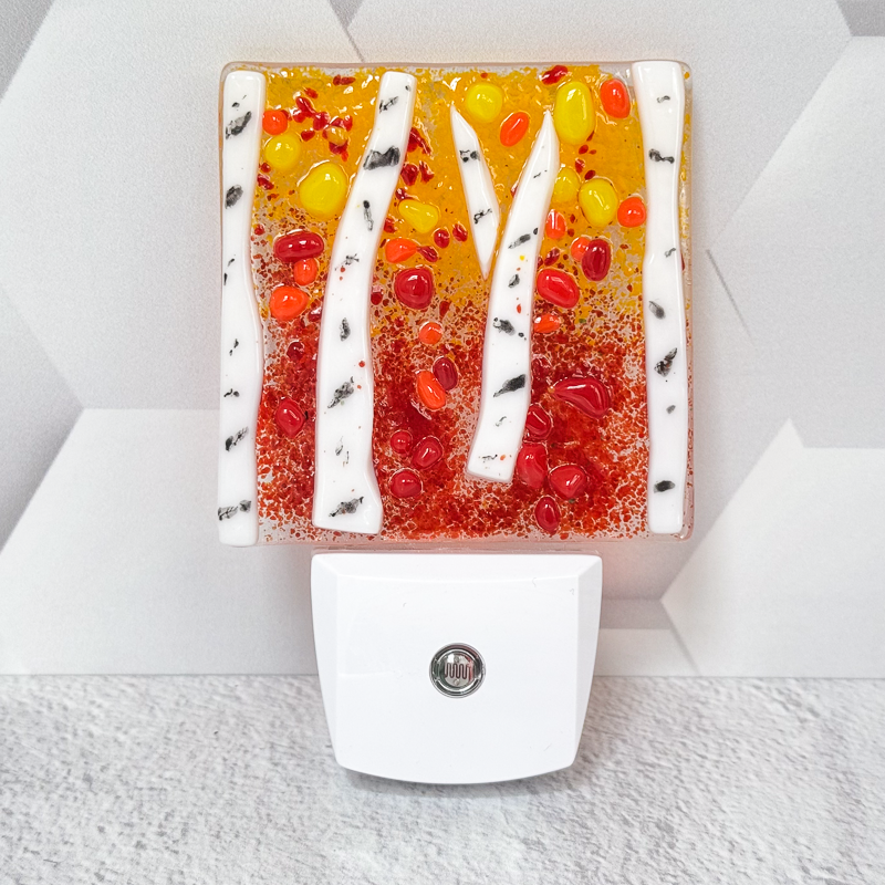 Fall Birch Tree Fused Glass Nightlight-5004
