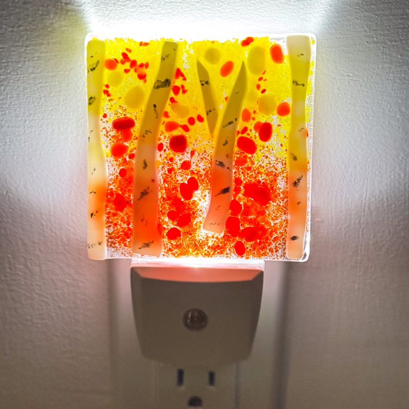 Fall Birch Tree Fused Glass Nightlight-5004