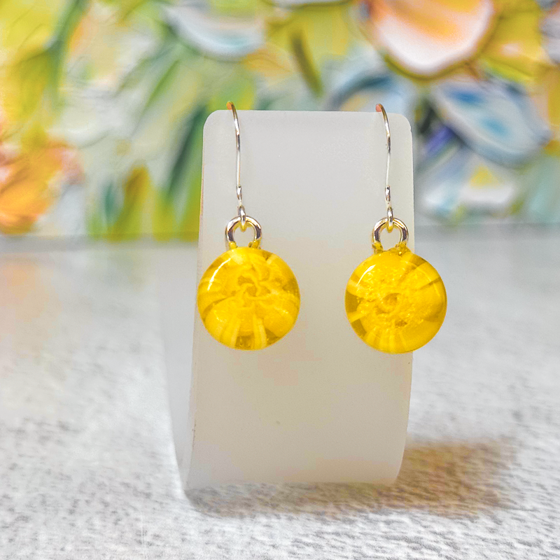 Floral Fused Glass Earrings-5006