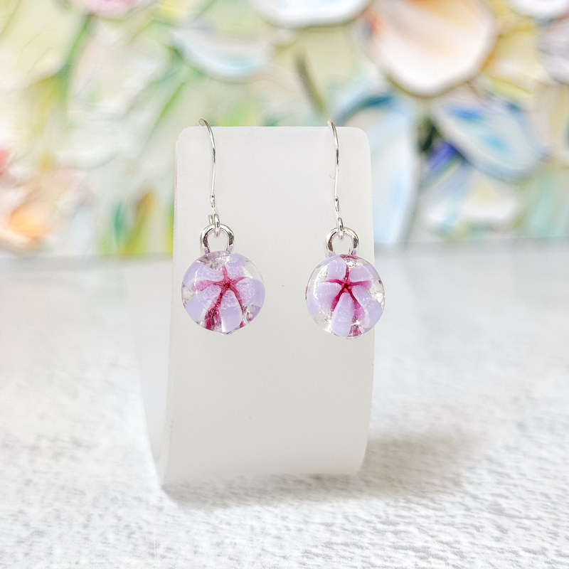 Floral Fused Glass Earrings-5009