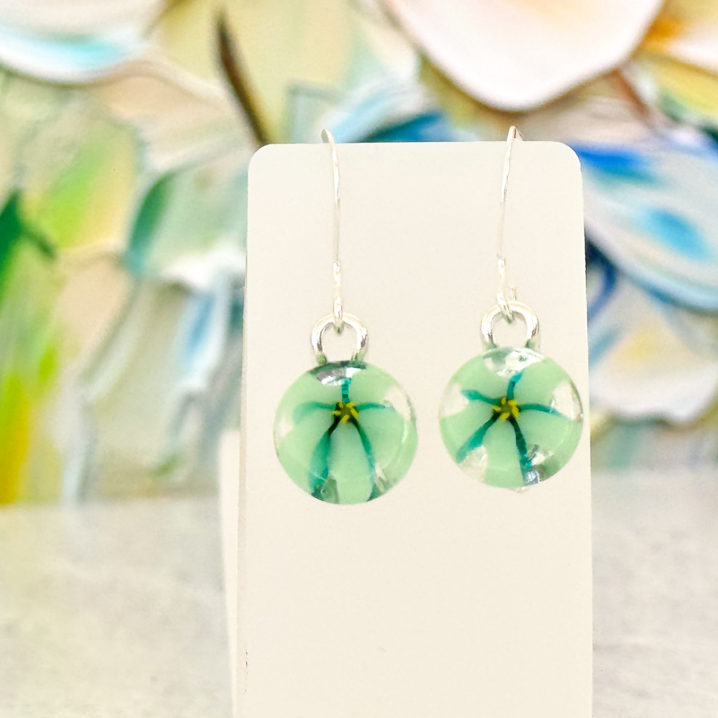 Floral Fused Glass Earrings-5011