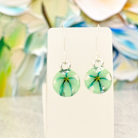 Floral Fused Glass Earrings-5011