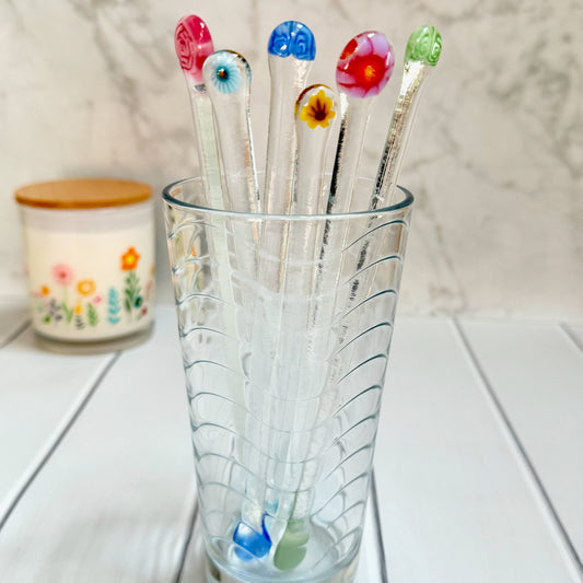 Tall Fused Glass Drink Stirrers-5023