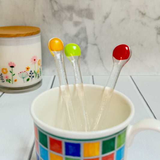 Short Fused Glass Drink Stirrers-5027