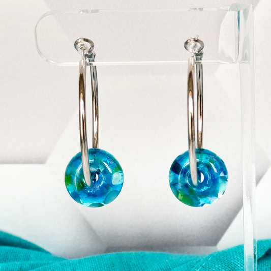 Fused Glass Hoop Earrings-5028